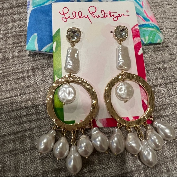 NWT Lilly Pulitzer Seaside Soleil Earrings in Gold Metallic - Picture 6 of 11